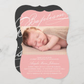 Scripted Baptism Rosary Cross-roze foto Religieuze Kaart (Voorkant / Achterkant)