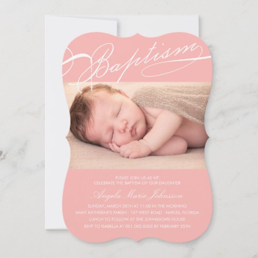 Scripted Baptism Rosary Cross-roze foto Religieuze Kaart (Voorkant)