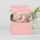 Scripted Baptism Rosary Cross-roze foto Religieuze Kaart (Staand voorkant)