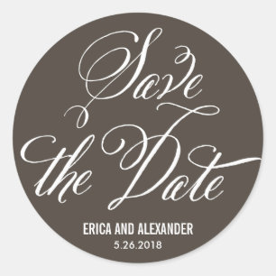 Scripted Beauty Save the Date - Editable Color Ronde Sticker