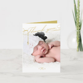 Scripted Godsdienstige Foto van het Monogram van Bedankkaart