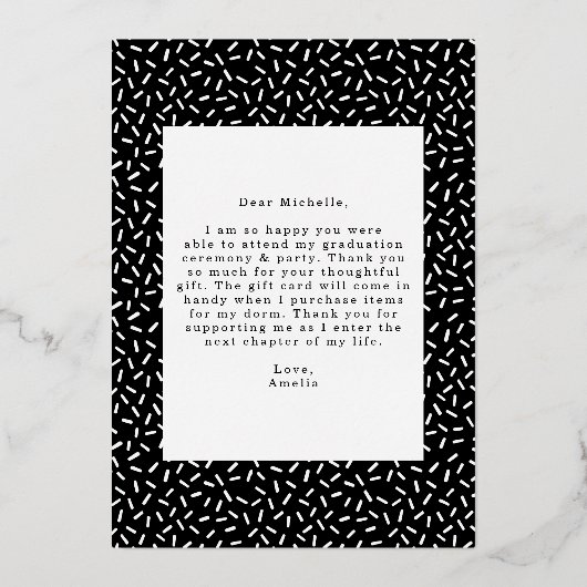 Scripted Gold Foil Foto Afstuderen Hartelijk dank Folie Uitnodiging (Achterkant)