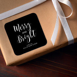 Scripted Merry en Bright Vierkante Sticker