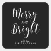 Scripted Merry en Bright Vierkante Sticker (Voorkant)