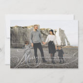 Scripted Merry Full Bleed Holiday-fotokaarten Feestdagenkaart (Voorkant)