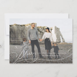 Scripted Merry Full Bleed Holiday-fotokaarten Feestdagenkaart