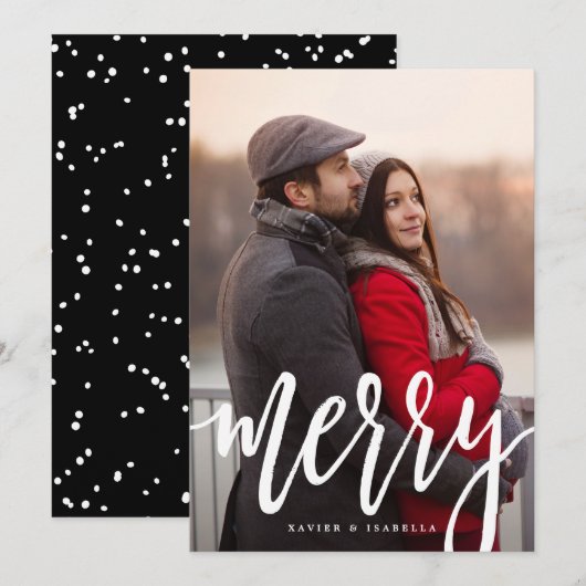 Scripted Merry Holiday Photo Card Feestdagenkaart (Voorkant / Achterkant)