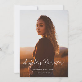 Scripted Name Photo Afstuderen Aankondiging Card