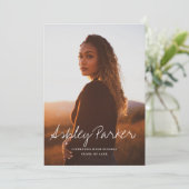 Scripted Name Photo Afstuderen Aankondiging Card (Staand voorkant)