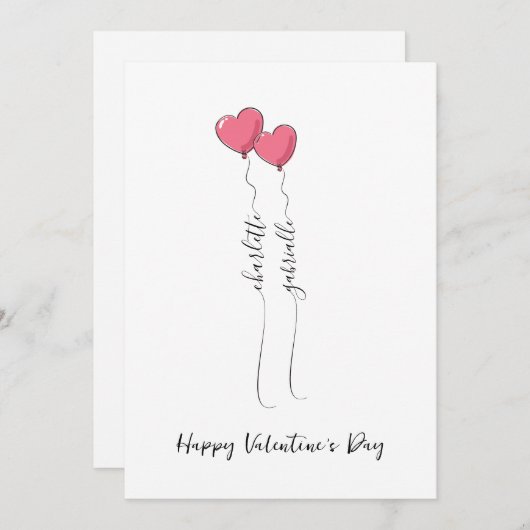 Scripted Name With Heart Balloon Valentine's Day  Feestdagenkaart (Voorkant / Achterkant)