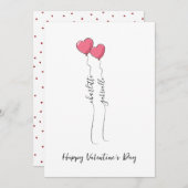 Scripted Name With Heart Balloon Valentine's Day  Feestdagenkaart (Voorkant / Achterkant)