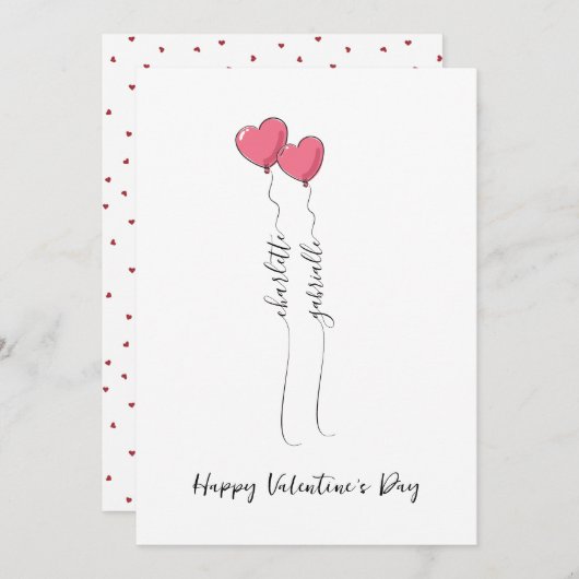 Scripted Name With Heart Balloon Valentine's Day Feestdagenkaart (Voorkant / Achterkant)