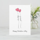 Scripted Name With Heart Balloon Valentine's Day  Feestdagenkaart (Staand voorkant)
