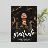 Scripted Silver Foil Photo Graduparty Folie Uitnodiging (Staand Voorkant)