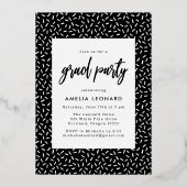 Scripted Silver Foil Photo Graduparty Folie Uitnodiging (Achterkant)