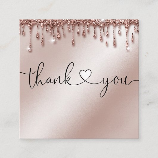 scripthart bedankt voor bestelling roos gouddruppe vierkante visitekaartje (Voorkant)
