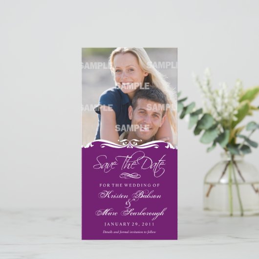 Scriptina sparen de Kaart van de Foto van de Datum (Staand voorkant)