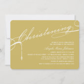 Scripting Christening Cross Gold Foto Religious Kaart (Voorkant)