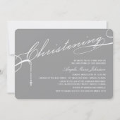 Scripting Christening Cross Gray Foto Religieuze Kaart (Voorkant)