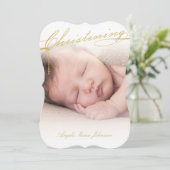 Scripting Christening Gold Cross Foto Religieuze Kaart (Staand voorkant)