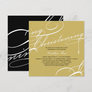 Scripting Christening Modern Cross Gold Religious Kaart