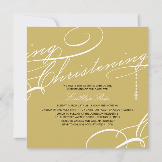 Scripting Christening Modern Cross Gold Religious Kaart (Voorkant)