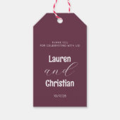 Scripting Plum Square Wedding Cadeaulabel (Voorkant)