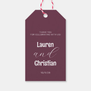 Scripting Plum Square Wedding Cadeaulabel