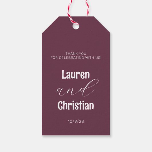 Scripting Plum Square Wedding Cadeaulabel (Achterkant)