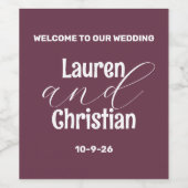 Scripting Plum Square Wedding Wijn Etiket (Enkel label)
