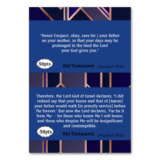 Scriptkaarten met punten kaart (Achterkant)