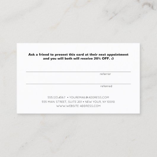 Scriptkalligrafie Klantverwijzing Aanbevelingskaartje (Achterkant)