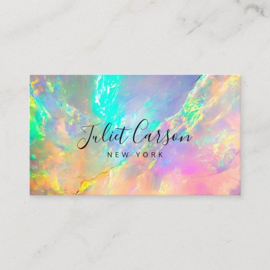 Scriptkalligrafie Opal Stone QR-code Visitekaartje (Voorkant)