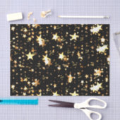Scriptnaam (3) Tissue Paper Black & Gold Stars Tissuepapier (Craft)