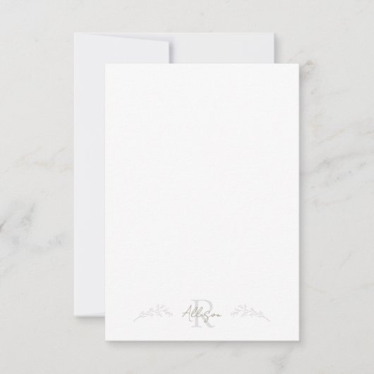 Scriptnaam Aangepaste delicate omtrek van bladeren Bedankkaart (Voorkant)