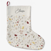 Scriptnaam Boho Wildflower Kerstmis Grote Kerstsok (Voorkant)