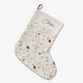 Scriptnaam Boho Wildflower Kerstmis Grote Kerstsok (Voorkant (Hangend))