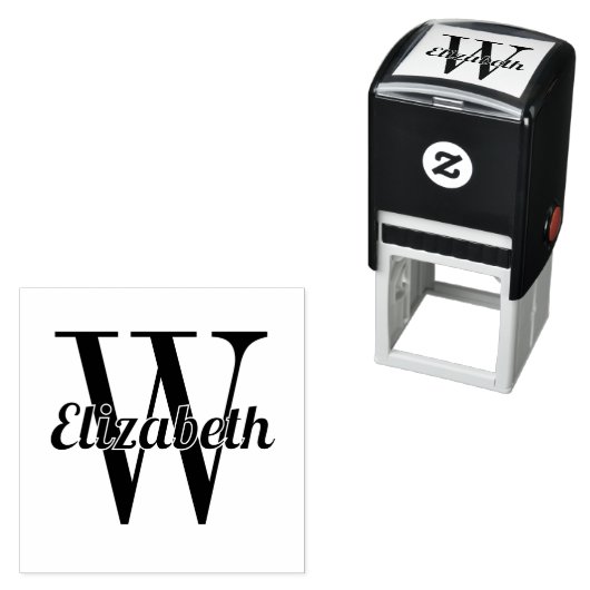 Scriptnaam boven één Initiaal #1 Zelfinktende Stempel (In situ)