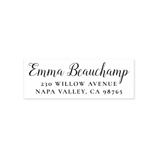 Scriptnaam en uw adres  zelfinktende stempel (Design)