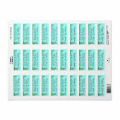 Scriptnaam Gras- en bloemenrand op turquoise Etiket (Full Sheet)