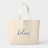Scriptnaam in Navy Blauwe Custom Tote Tas (Voorkant)