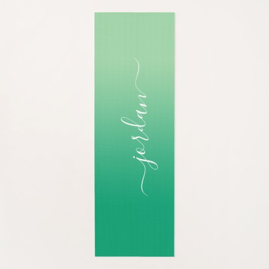 Scriptnaam minimaal licht naar donkergroen verloop yogamat (Voorkant)