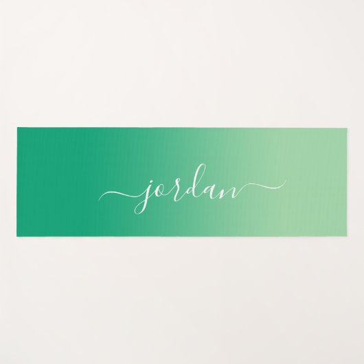 Scriptnaam minimaal licht naar donkergroen verloop yogamat (Voorkant (horizontaal))