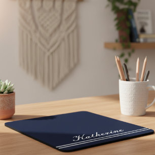Scriptnaam Minimalist Navy Blue Muismat