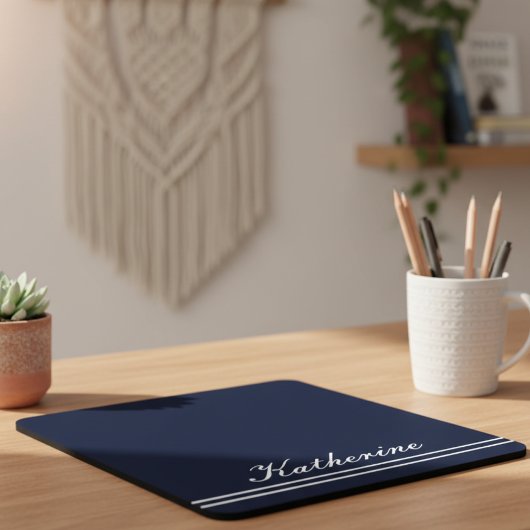 Scriptnaam Minimalist Navy Blue Muismat