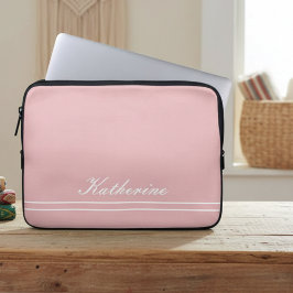 Scriptnaam Minimalistisch Roze Laptop Sleeve