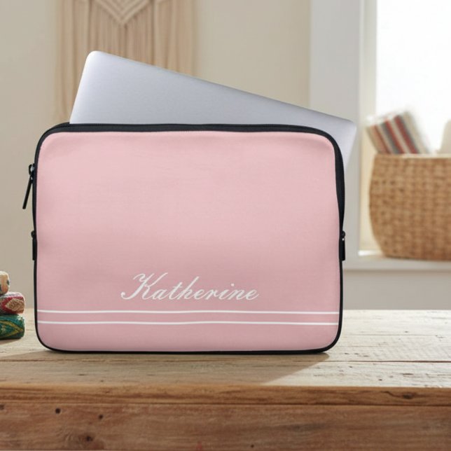 Scriptnaam Minimalistisch Roze Laptop Sleeve (Creator heeft geüpload)