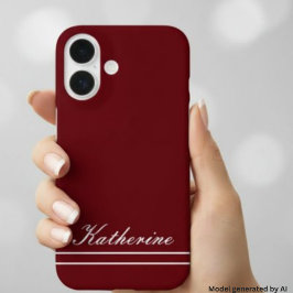 Scriptnaam Minimalistische Burgunderrood iPhone 16 Hoesje