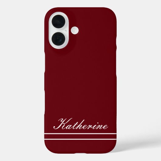 Scriptnaam Minimalistische Burgunderrood Case-Mate iPhone Case (Achterkant)
