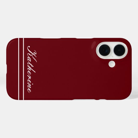 Scriptnaam Minimalistische Burgunderrood Case-Mate iPhone Case (Achterkant (horizontaal))